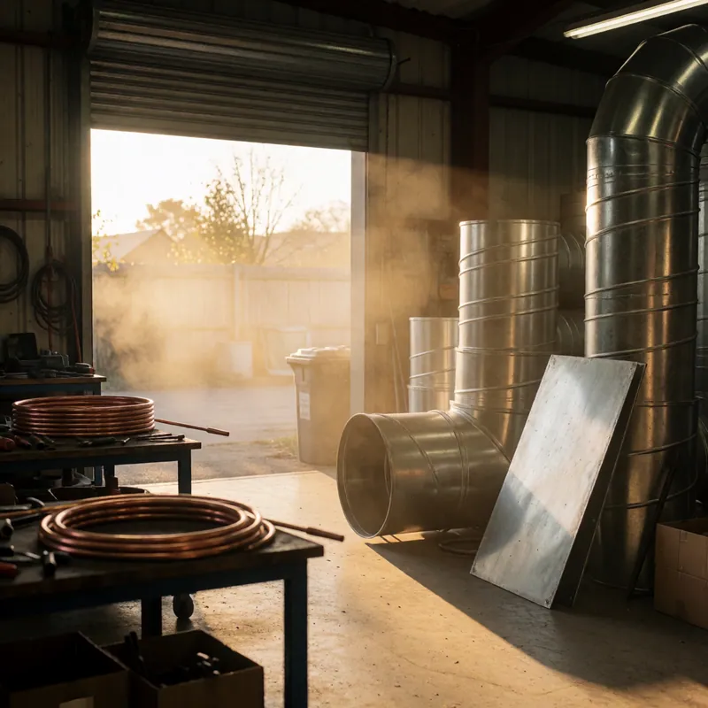 Morning light through the shop door
